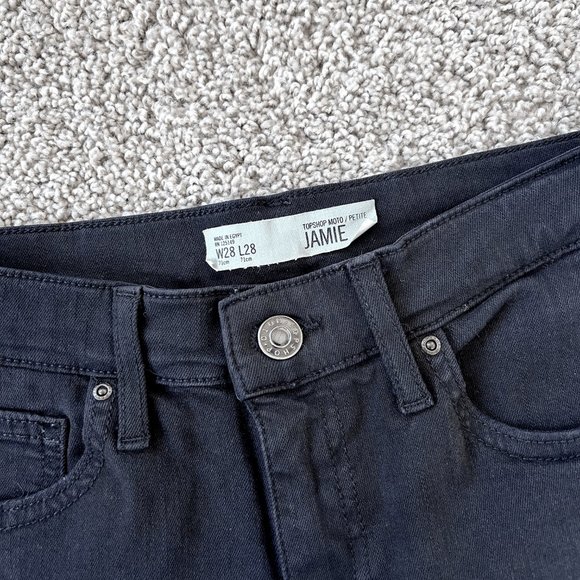 Topshop Jamie cropped black distressed jeans size 28 - Picture 4 of 5